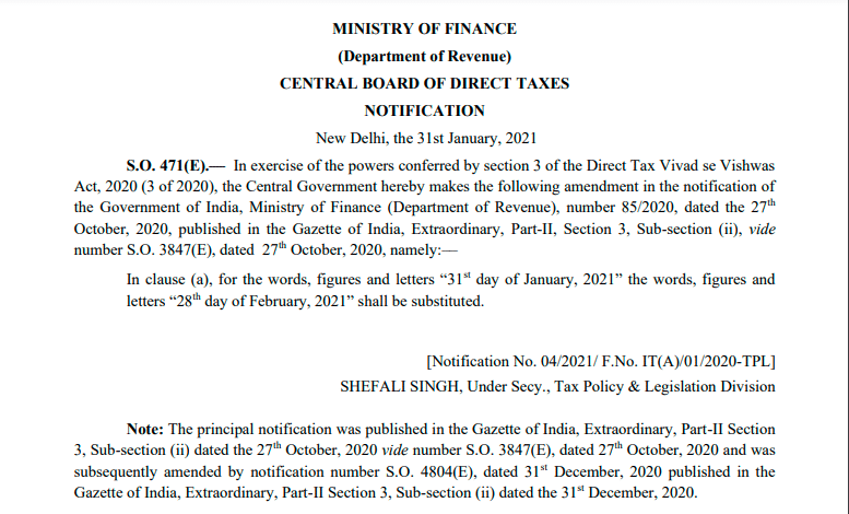 Vivad Se Viswas Scheme Last Date of Filing Extended 