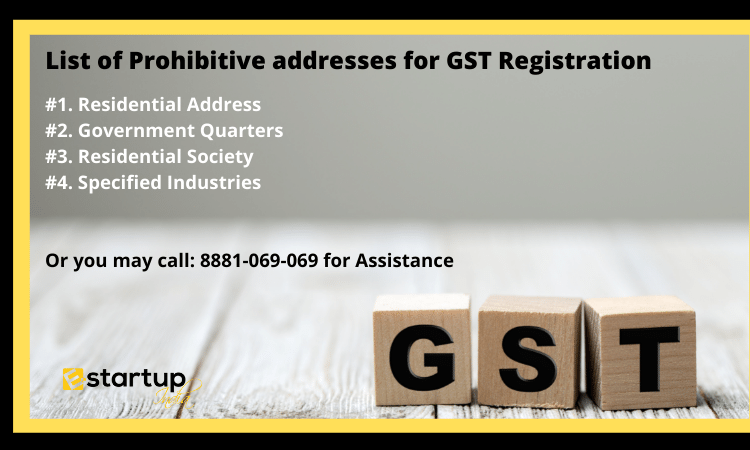 List of Prohibitive addresses for GST Registration