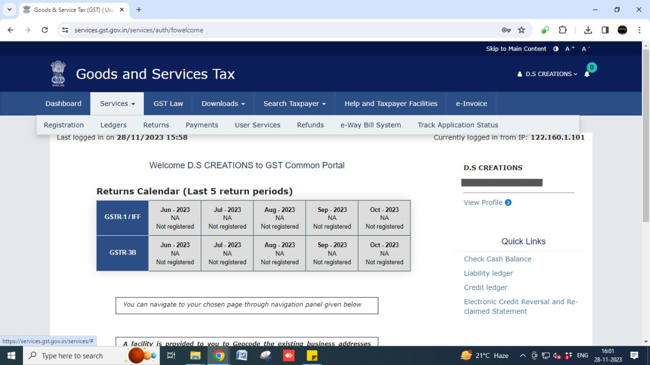 Firstly, Log in to the GST portal
