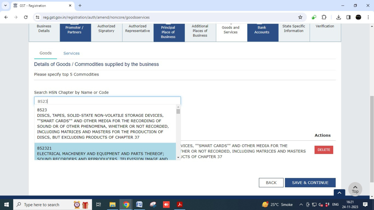 Click on 'Save and continue' and continue saving until reaching the verification step
